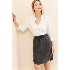 L Anthropologie Klara Pull-On Elastic Tie Waist Utility Slate Gray Mini Skirt